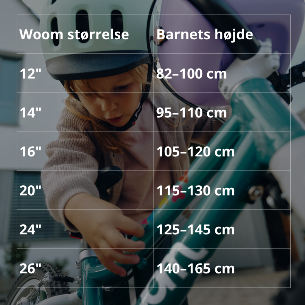 Woom Størrelsesguide